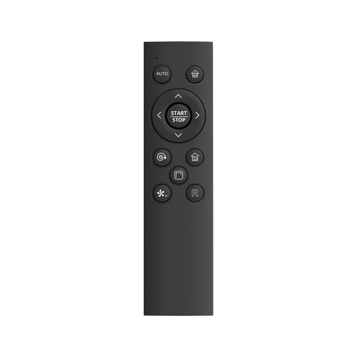 Czarny pilot z przyciskami do automatycznego, start/stop i innych funkcji.