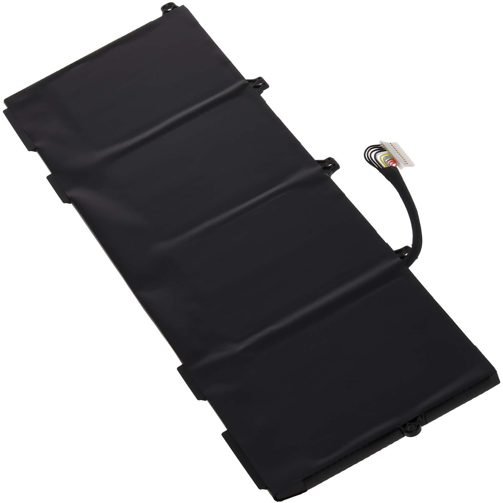 Schwarzer Laptop-Akku mit Kabel und Stecker.
