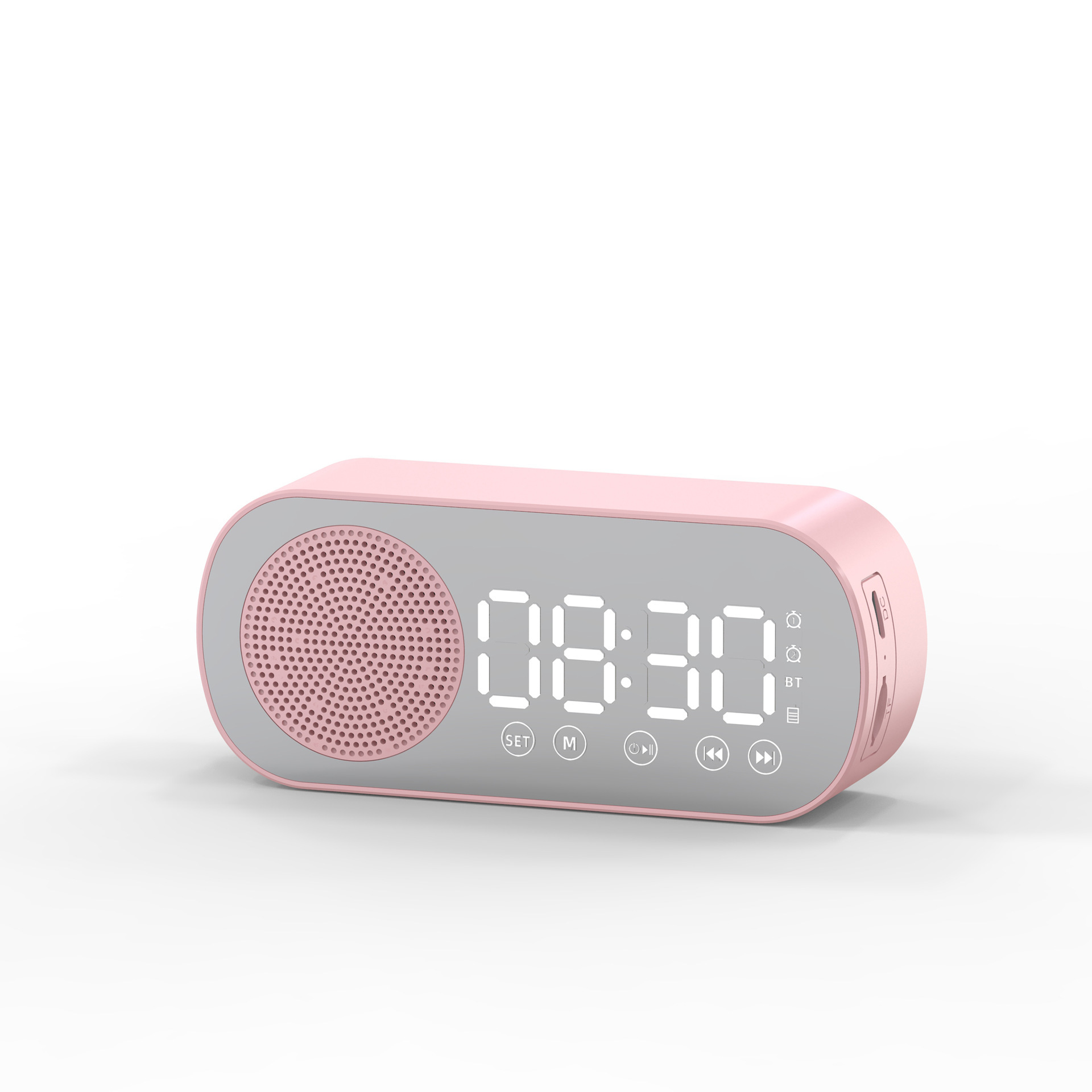 BRIGHTAKE Bluetooth Lautsprecher Uhr Radio - Kartensteckplatz Bluetooth-Lautsprecher, Rosa Wireless Klangqualität Wecker TF HiFi