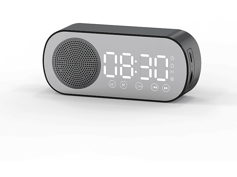 Schwarz Wecker Uhr Lautsprecher TF - Wireless Bluetooth Bluetooth-Lautsprecher, Kartensteckplatz BRIGHTAKE HiFi Radio Klangqualität