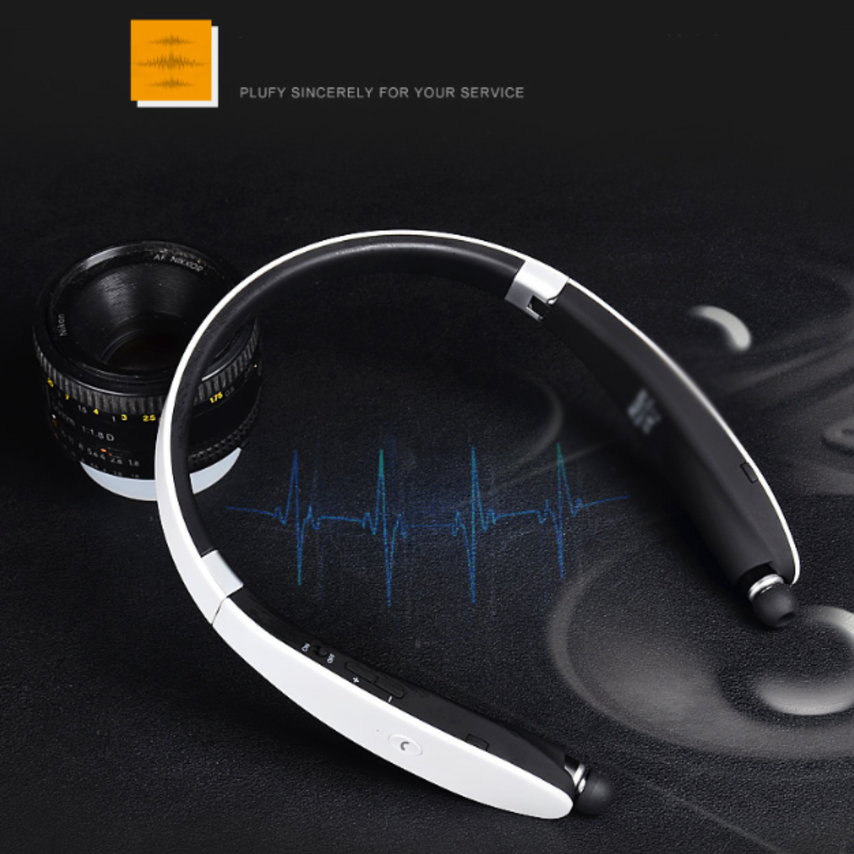 In-ear ENBAOXIN zu Kabelloses Bluetooth Bluetooth-Kopfhörer verstauen, Sport-Bluetooth-Headset - leicht In-Ear-Hals, faltbar und Schwarz