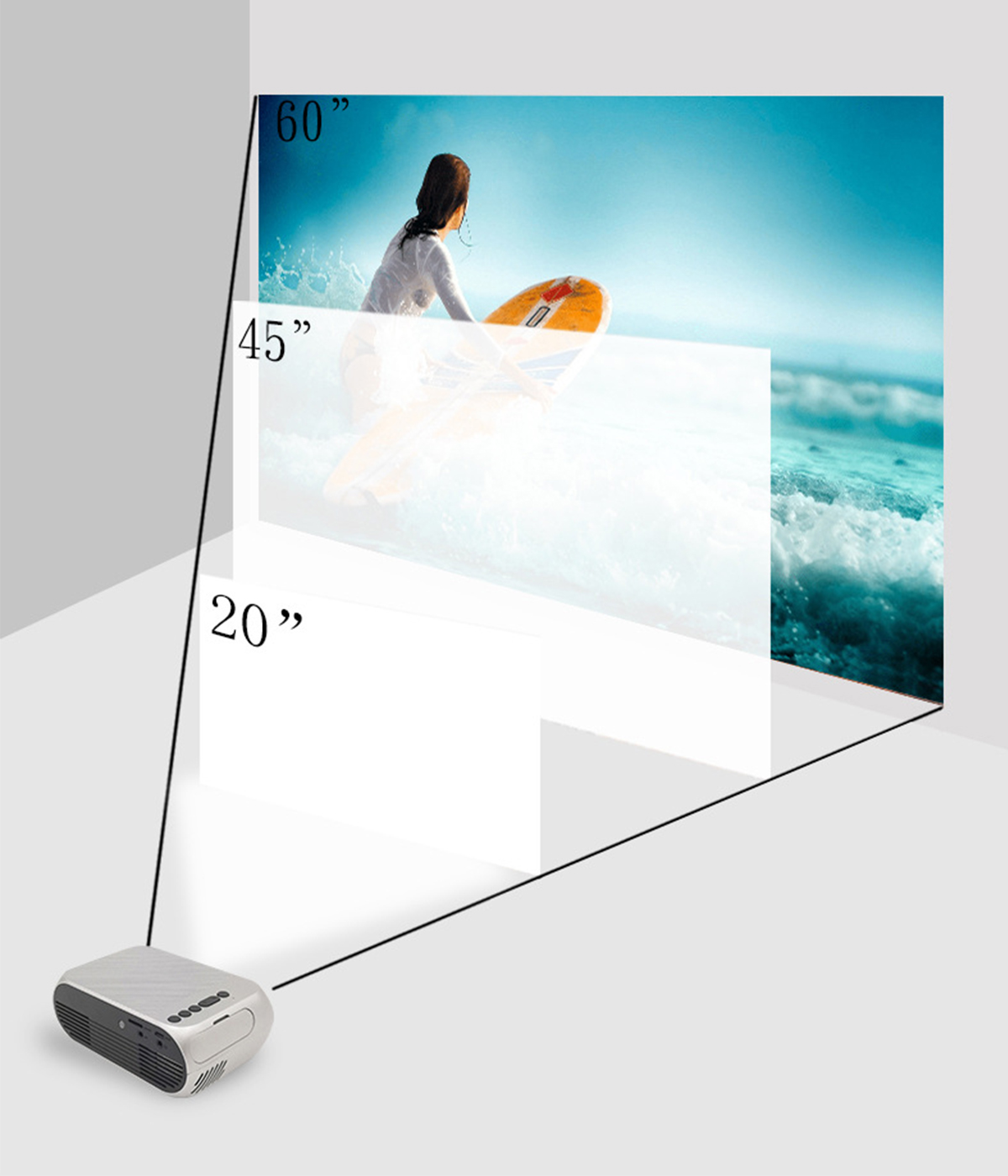 BRIGHTAKE Kompakter HD 1080P LED mit Lautsprechern Mini Beamer(HD+) Vielseitiger Konnektivität und Projektor Integrierten