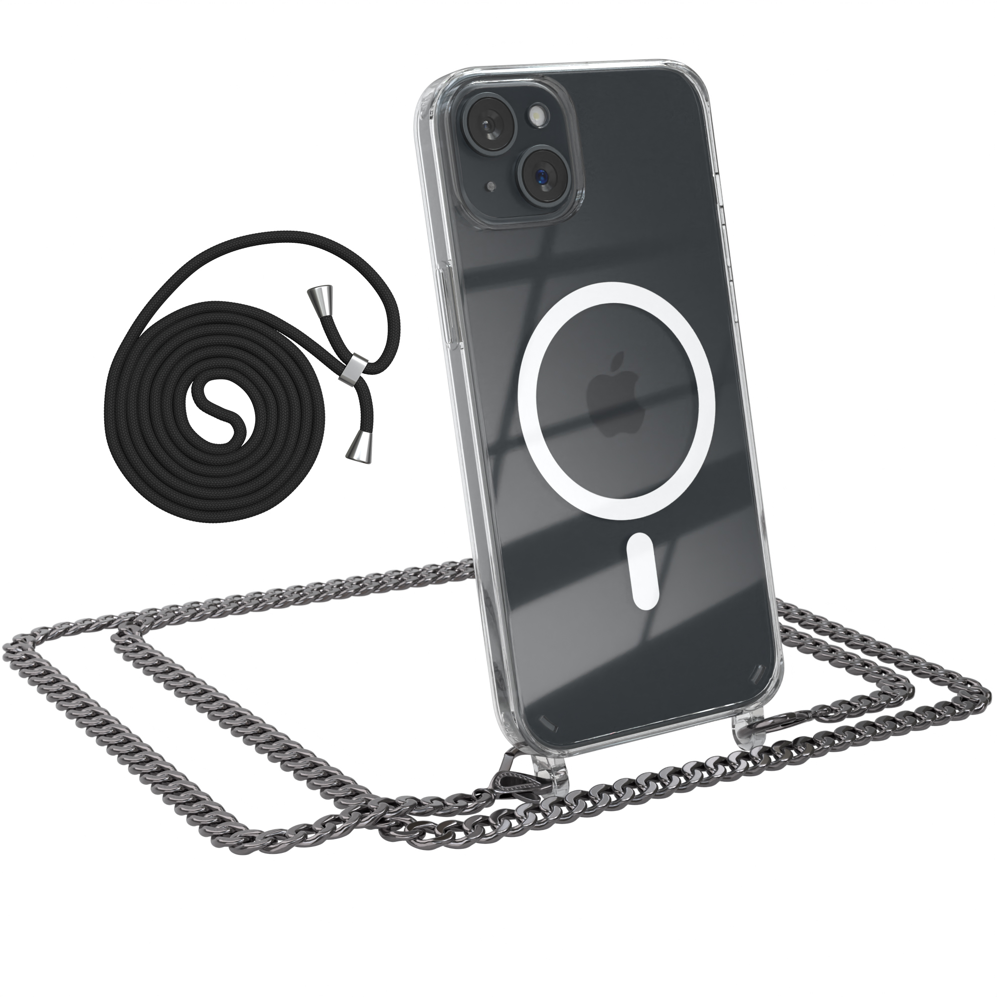 EAZY CASE Magsafe Handykette + Grau iPhone Schwarz, Kordel Anthrazit Plus, Umhängetasche, 15 extra Apple
