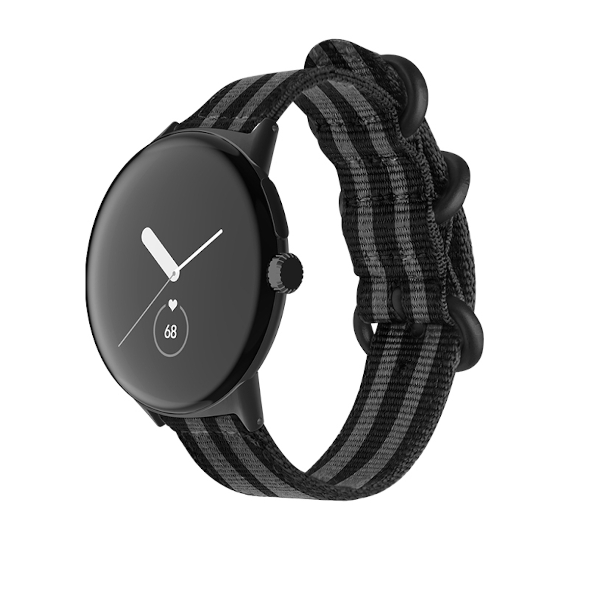 + Nylon Watch 1 Design Ersatzarmband, Google, Pixel 2, Gewebtes Google Schwarz/Grau/Schwarz Band, WIGENTO