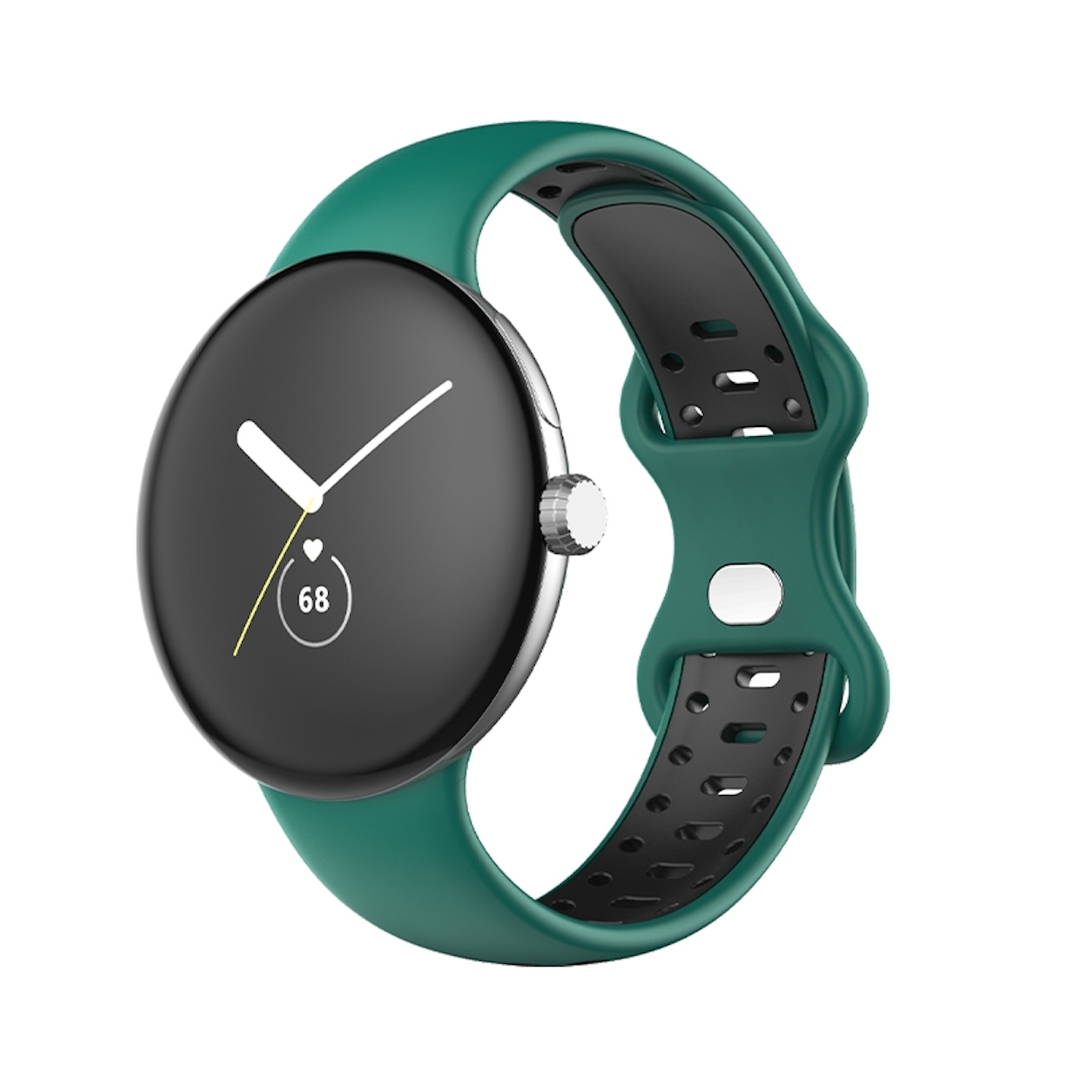 WIGENTO Kunststoff / / Band Pixel Watch L, 1 Silikon Google, 2, Grün Sport Größe Dunkel Schwarz Ersatzarmband, 