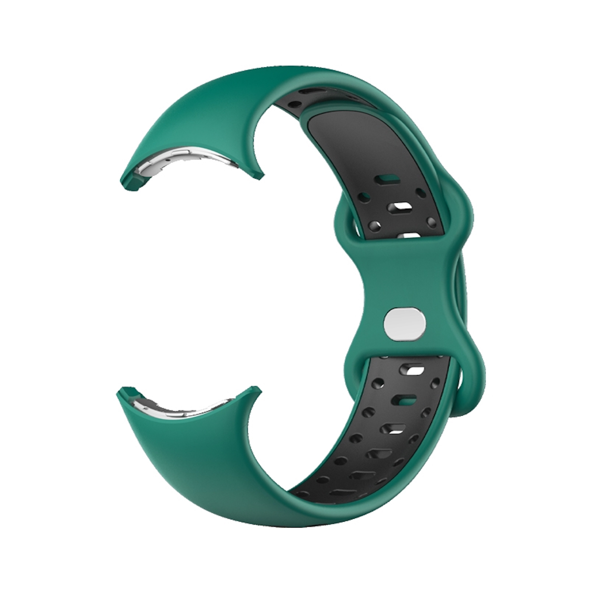 WIGENTO Kunststoff / Silikon Band + Watch M, / Grün 2, Sport Größe 1 Dunkel Ersatzarmband, Google, Pixel Schwarz