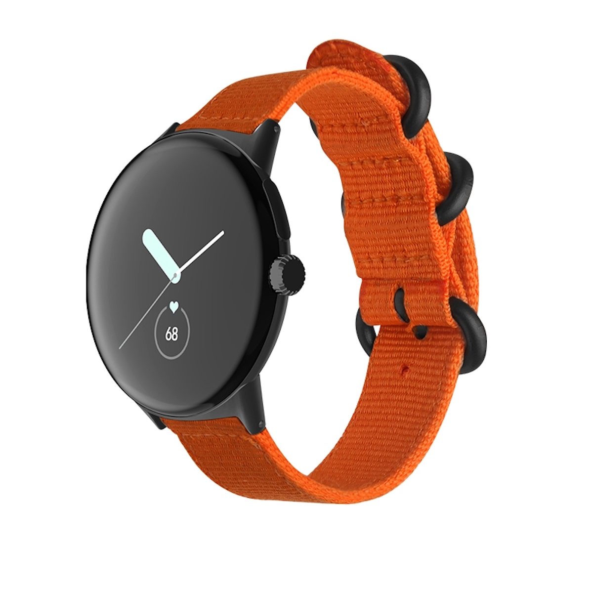 Pixel 2, + Watch Ersatzarmband, Gewebtes WIGENTO Google Nylon 1 Orange/Schwarz Design Band, Google,