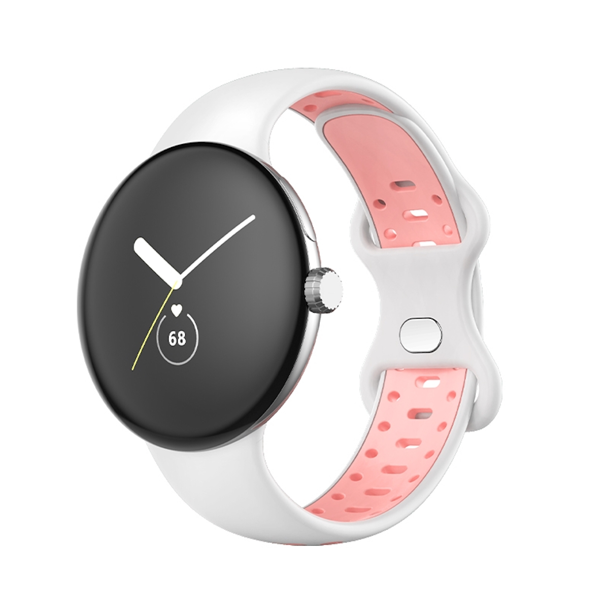 WIGENTO Kunststoff / Silikon Sport 1 Band / Größe Weiß + L, Ersatzarmband, Google, Pixel Pink Watch 2