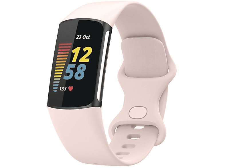 Fitbit, Größe Sport Kunststoff Ersatzarmband, / / WIGENTO Band Charge 6 S, 5, Silikon Rosa