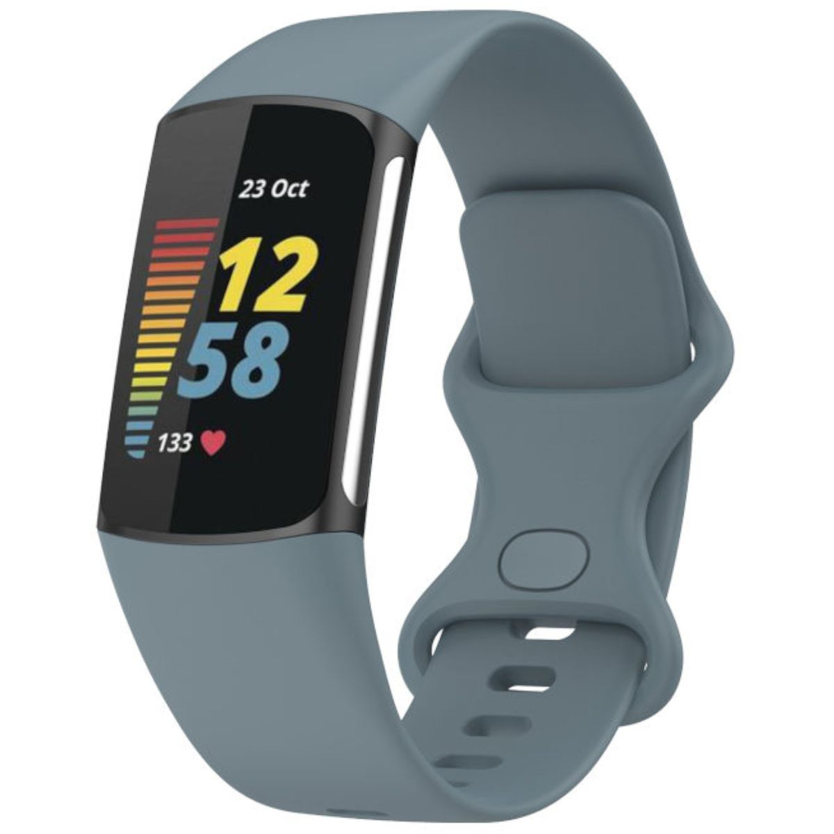 Charge 6 Band WIGENTO L, Grün Silikon Sport Fitbit, Größe 5, / Ersatzarmband, / Navy Kunststoff