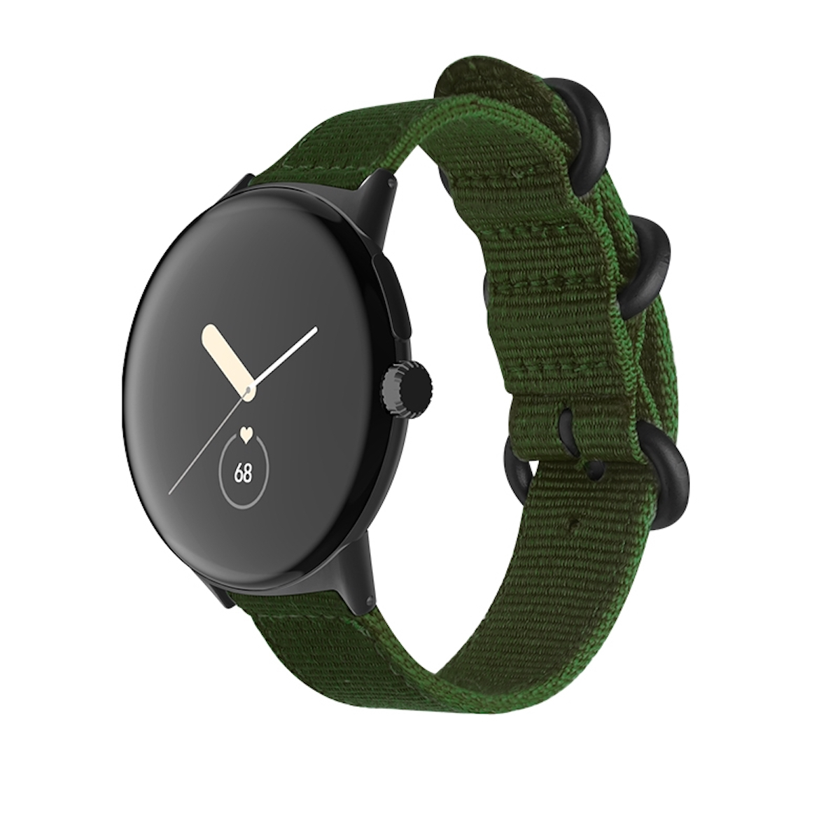 WIGENTO Gewebtes Google Band, + Nylon Army Watch Grün/Schwarz Pixel Ersatzarmband, Design 1 Google, 2