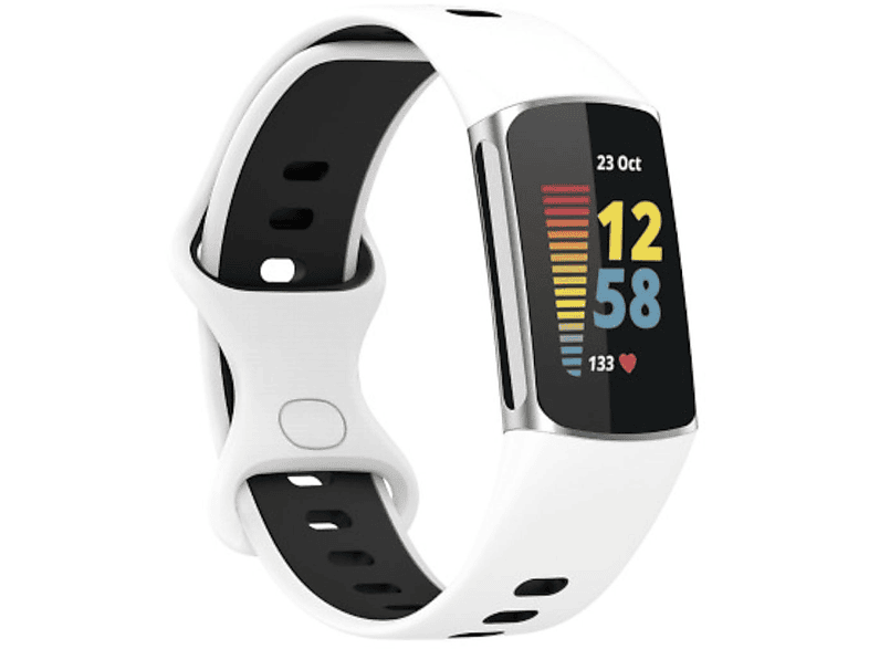 WIGENTO Kunststoff / Silikon Design Charge Fitbit, / Weiß / Band, 6 Sport Ersatzarmband, Schwarz 5