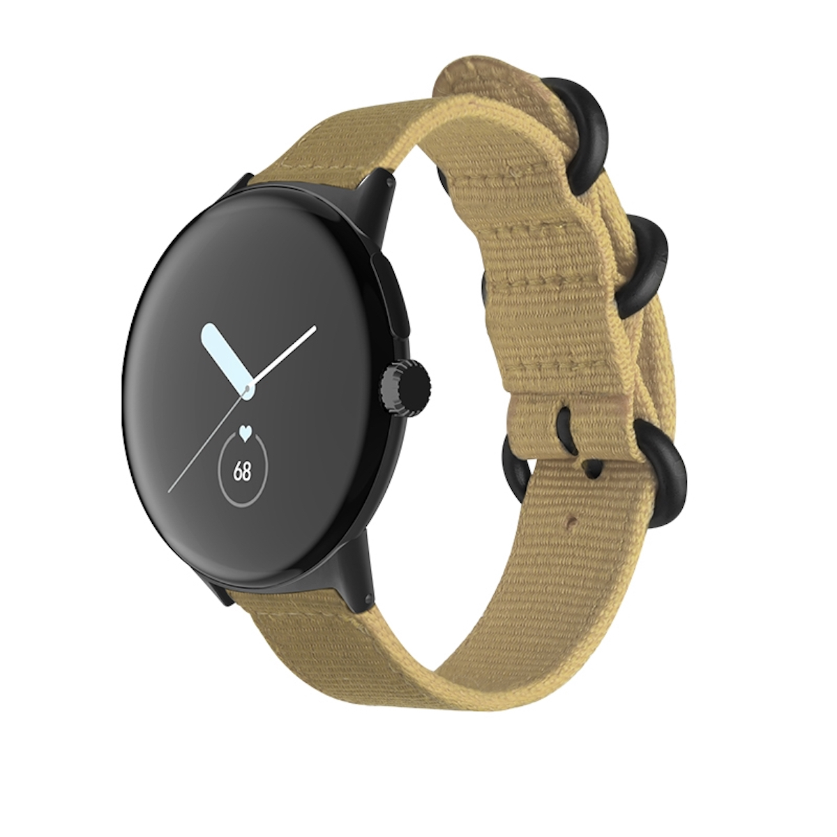WIGENTO Gewebtes Nylon Design Watch Ersatzarmband, 1 Band, 2, Google, Google Khaki/Schwarz + Pixel