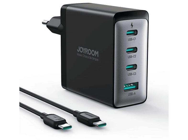 JOYROOM JR-TCG04EU 100W 3x USB-C USB-C Schwarz + / Universal, USB-C Ladegerät USB-A
