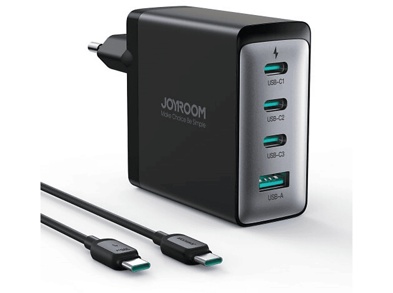 USB-A Universal, Ladegerät USB-C Schwarz + JOYROOM USB-C / 100W 3x JR-TCG04EU USB-C