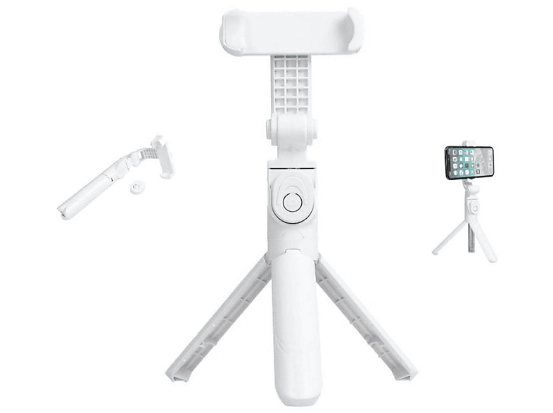 COFI SSTR-12 Selfie-Stativ-Griff + Bluetooth-Fernbedienung Selfie-Stick, Weiß