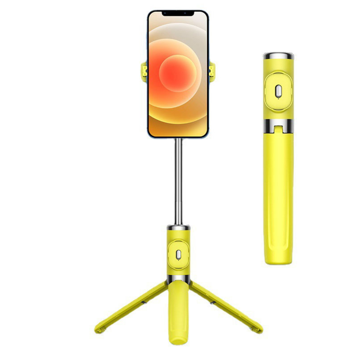 ENBAOXIN Fernbedienung Handy Selfie Stick Bluetooth Selbstauslöser, Gelb - Dual komplementäre Lichter Multi-Funktion, Halter