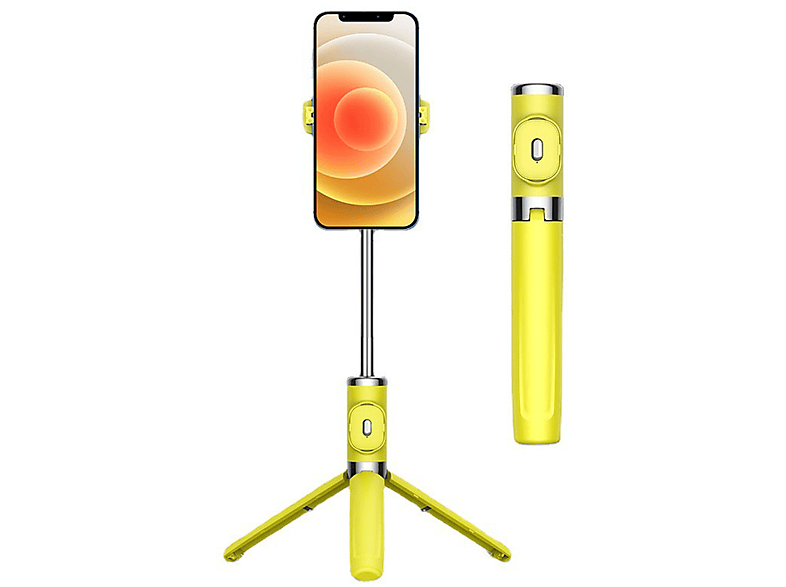 ENBAOXIN Fernbedienung Handy Selfie Stick Halter - Bluetooth Multi-Funktion, Dual komplementäre Lichter Selbstauslöser, Gelb