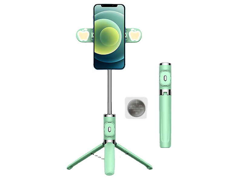 ENBAOXIN Fernbedienung Handy Selfie Stick Halter - Bluetooth Multi-Funktion, Dual komplementäre Lichter Selbstauslöser, Grün