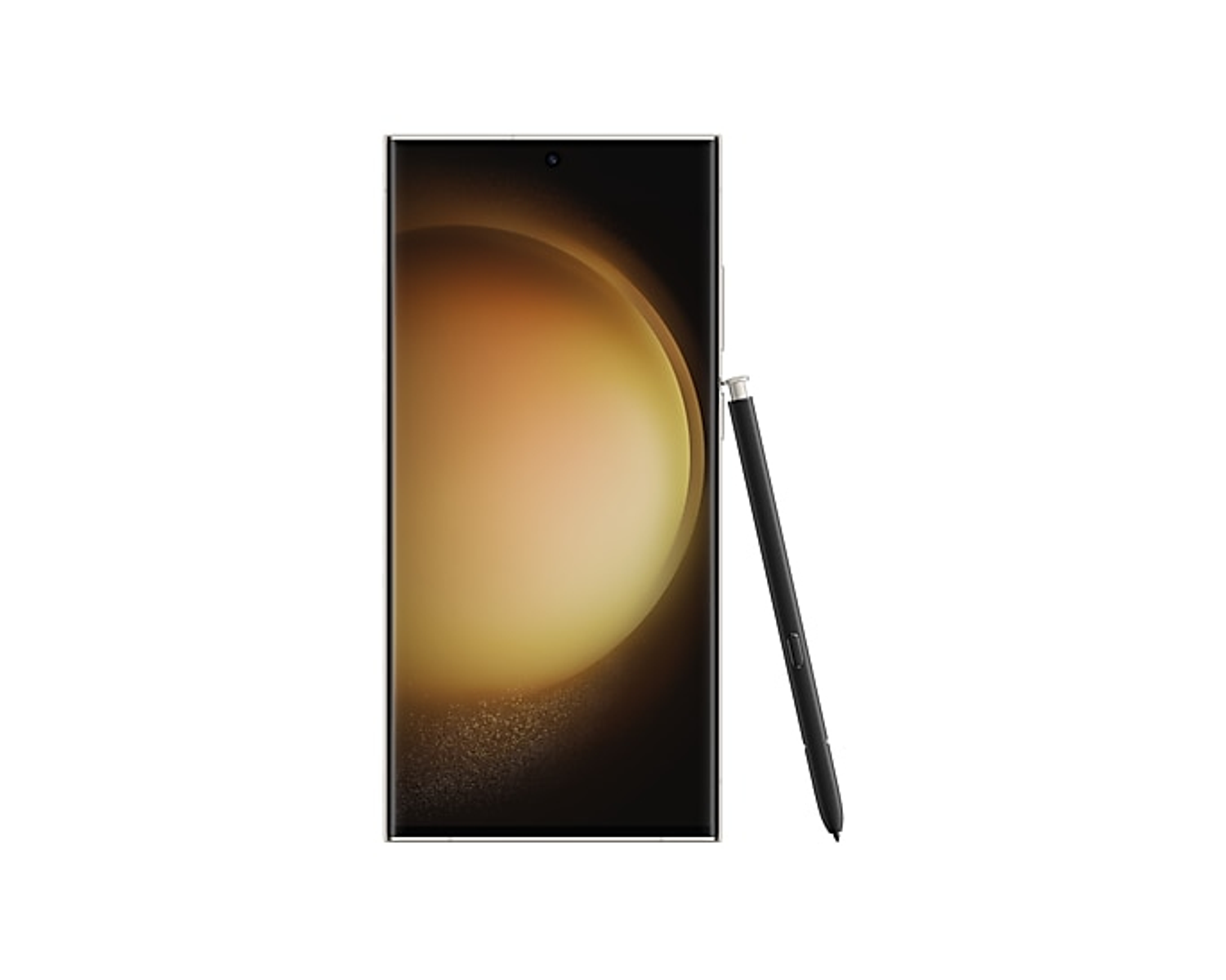 Ein modernes Smartphone mit einem Eingabestift. Das Telefon hat ein Gold-Schwarz-Design.