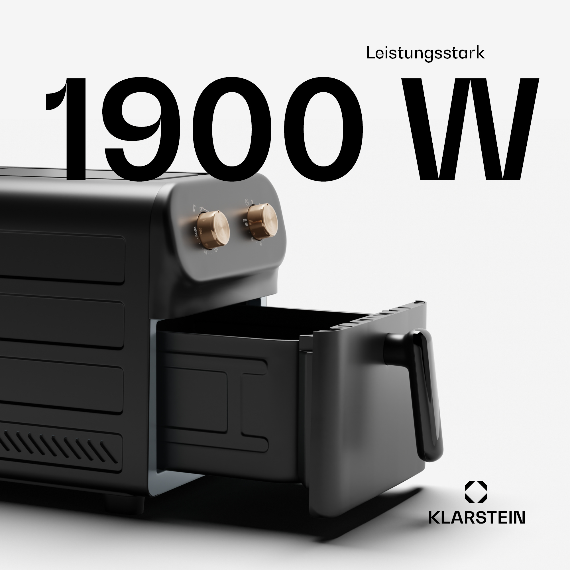 9 1900 Watt Schwarz AeroCrisp Heißluftfritteuse KLARSTEIN