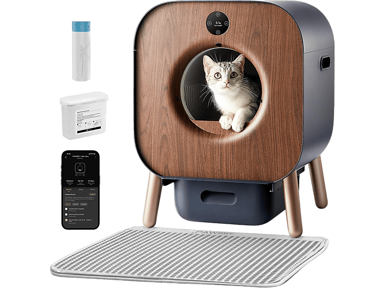 Ultra Katzentoilette,Automatisches Selbstreinigende Geruchsbeseitigung App-Steuerung Selbstreinigende Katzenklo P1 Katzentoilette PAWBBY