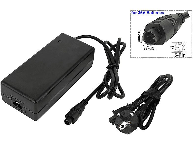 POWERSMART 42V 2A SVD 5-Pin-für Phylion, Volt, 42 mit Lithium Phylion Joycube, Schwarz E-Bike Elektrofahrräder Ladegerät