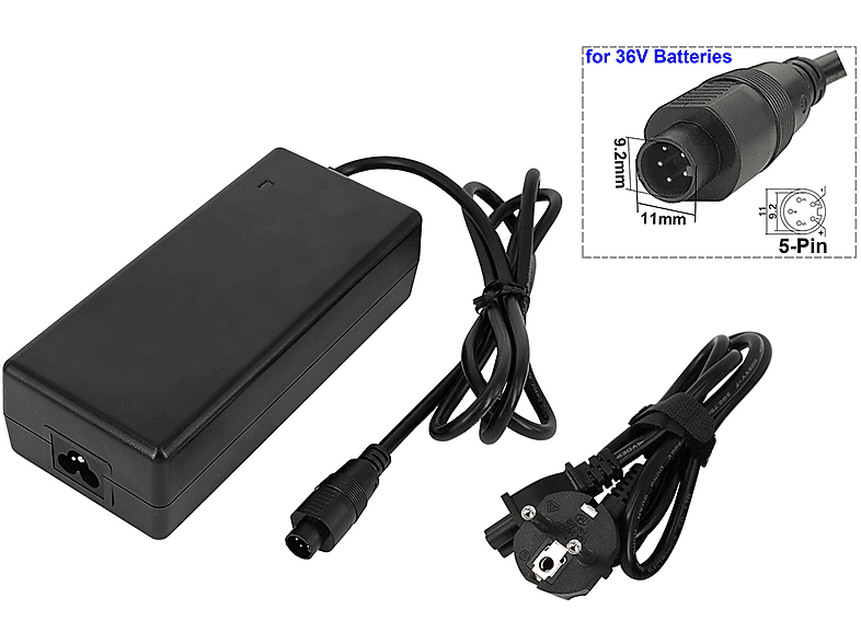 POWERSMART AC Adapter, 2,0A Schwarz 42 Volt, Phylion, Ladegerät E-Bike