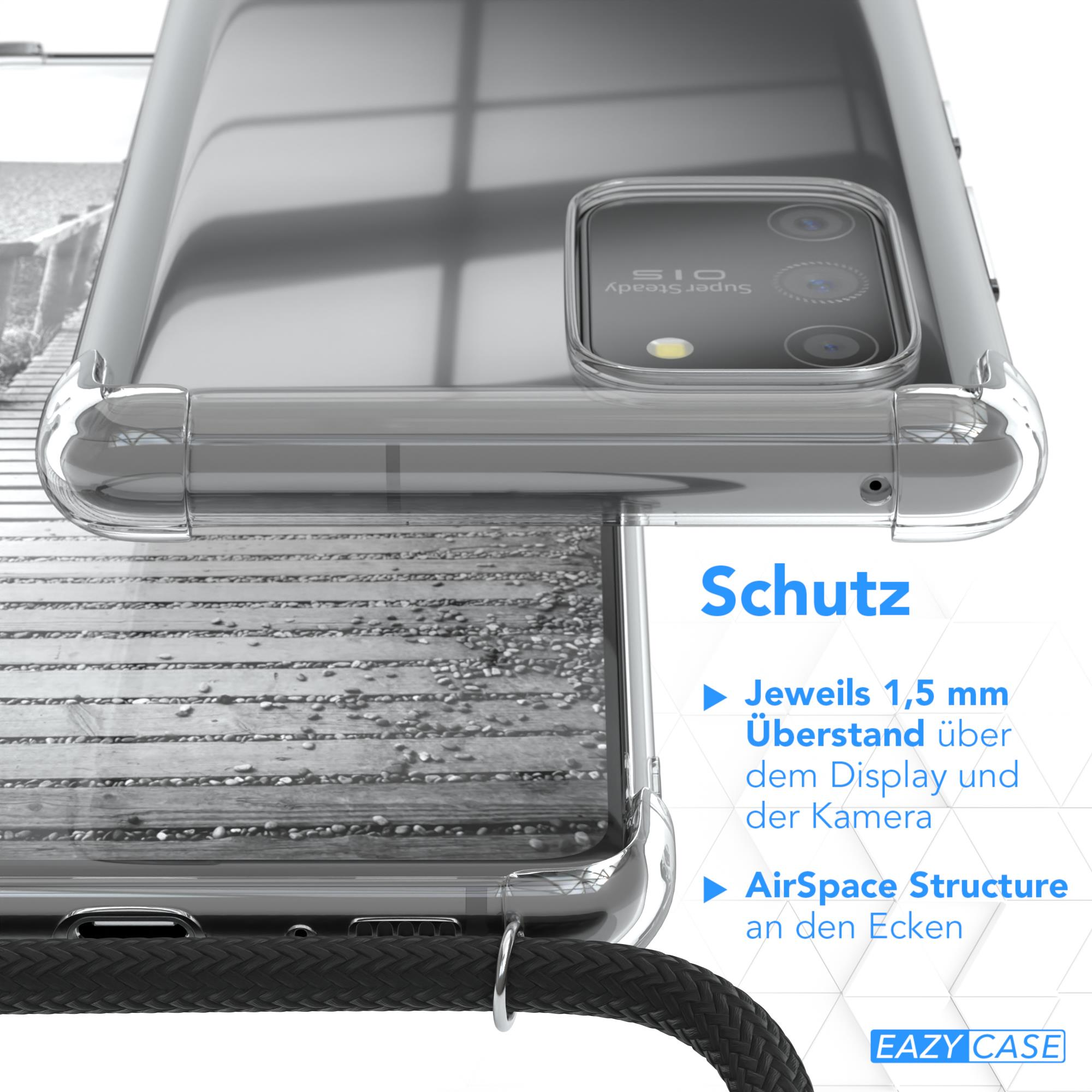 EAZY CASE Handykette Metall S10 Galaxy Lite, extra + Schwarz, Kordel Grau Anthrazit Umhängetasche, Samsung