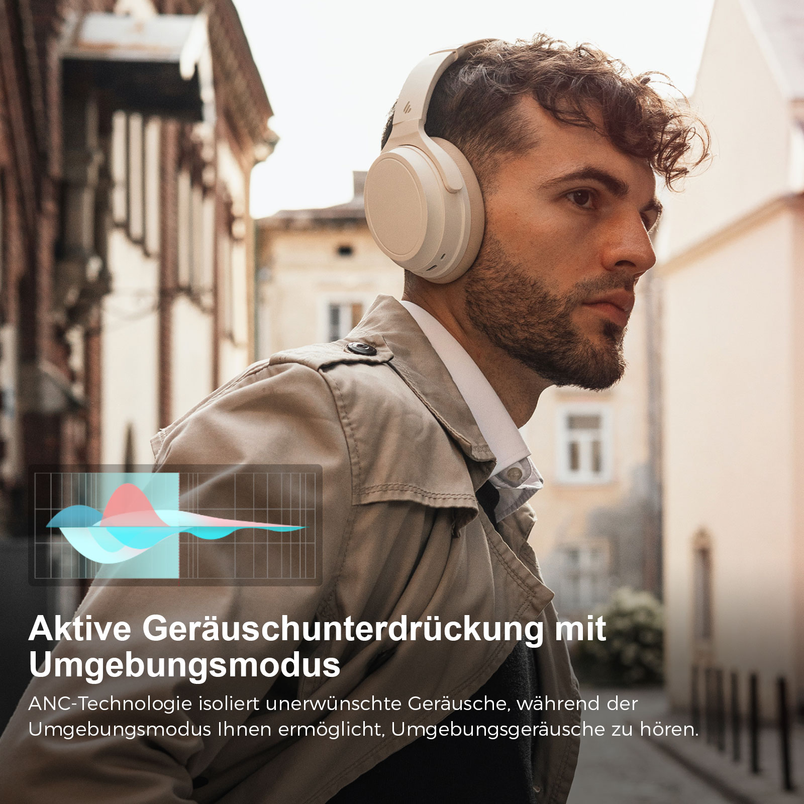 EDIFIER WH700NB, Over-ear Bluetooth Bluetooth-Kopfhörer Elfenbein