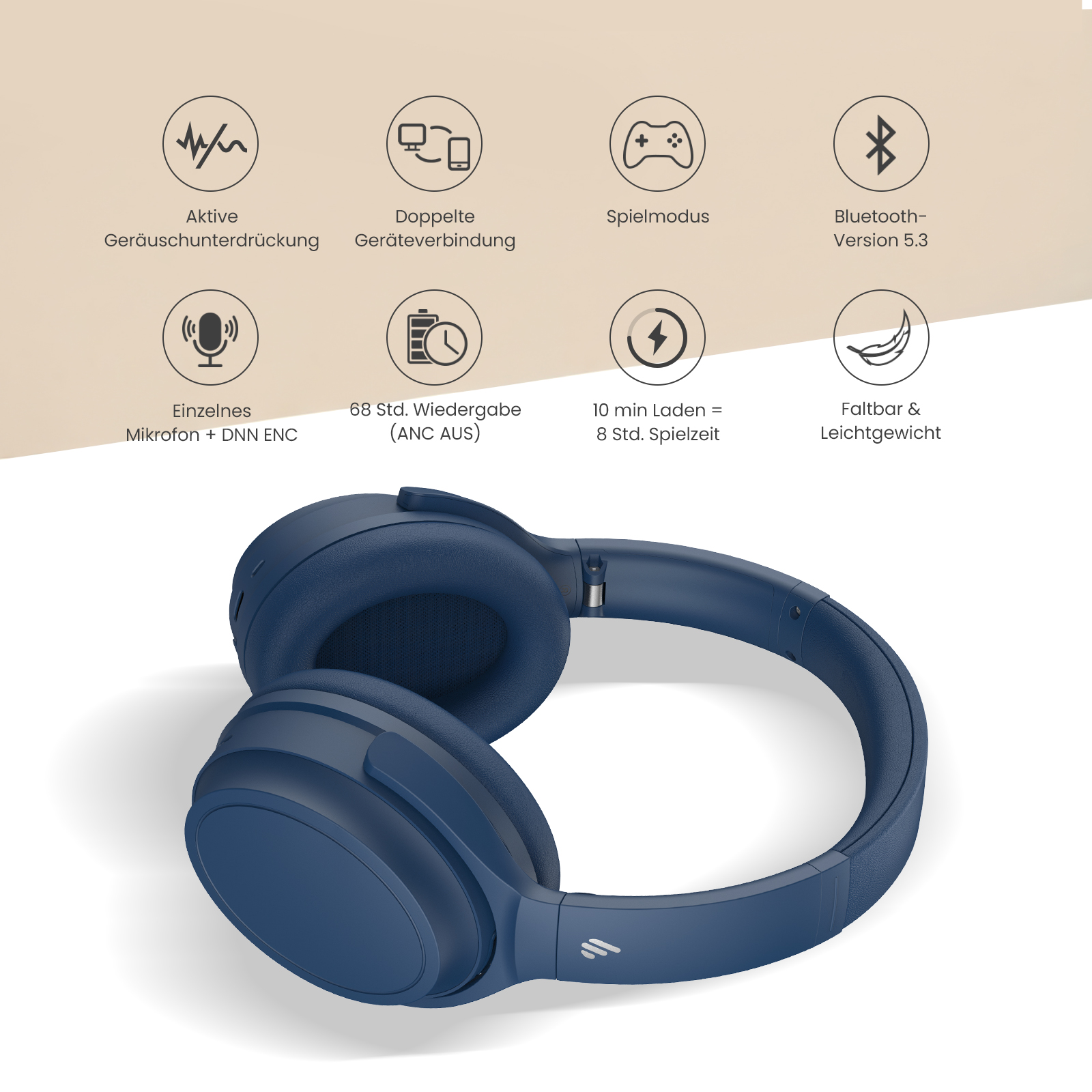 EDIFIER WH700NB, Over-ear Bluetooth-Kopfhörer Bluetooth Marine