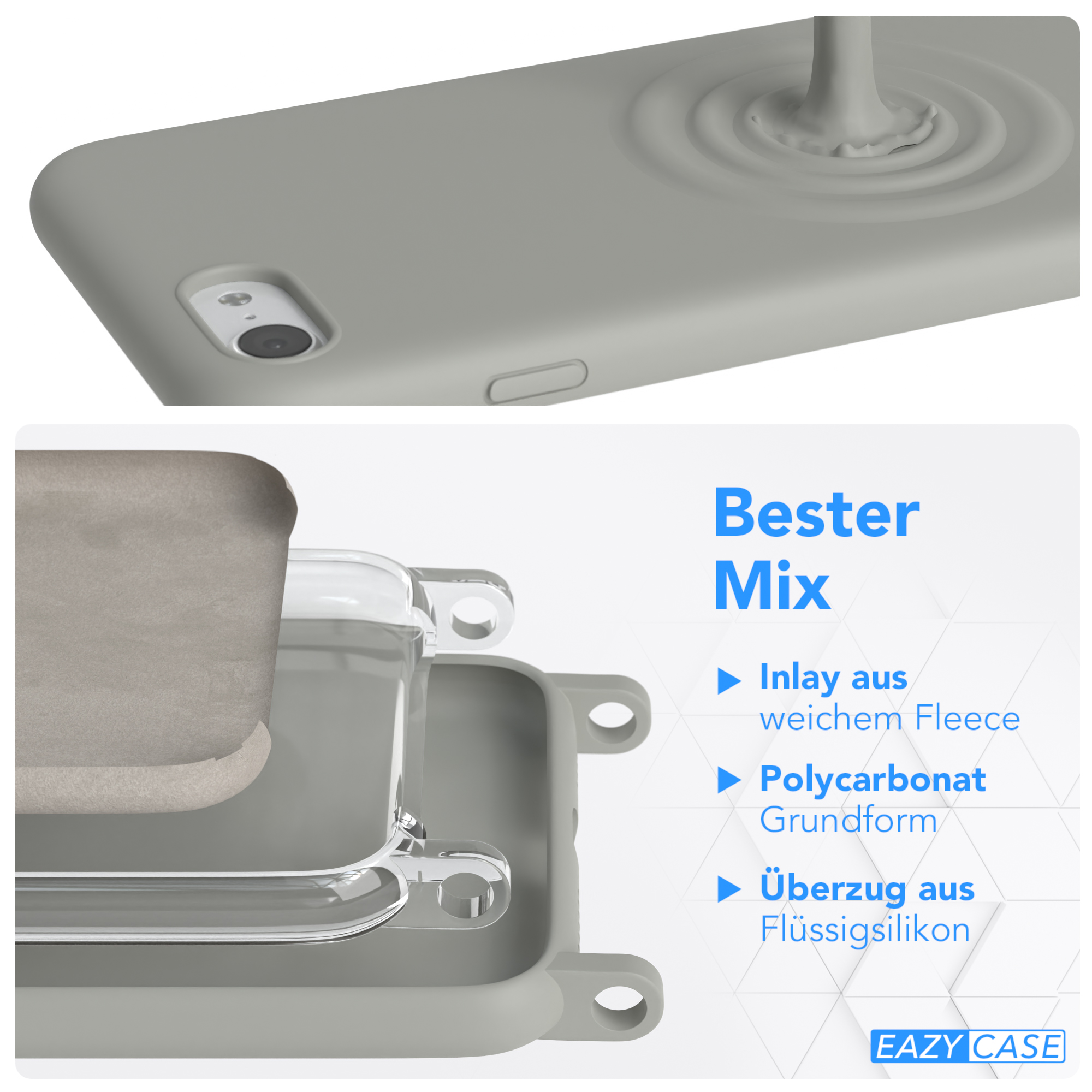 EAZY CASE Runde Handykette mit Apple, Taupe iPhone Umhängetasche, 2022 Grau SE 2020, 8, iPhone / Beige / 7 Karabiner, SE 