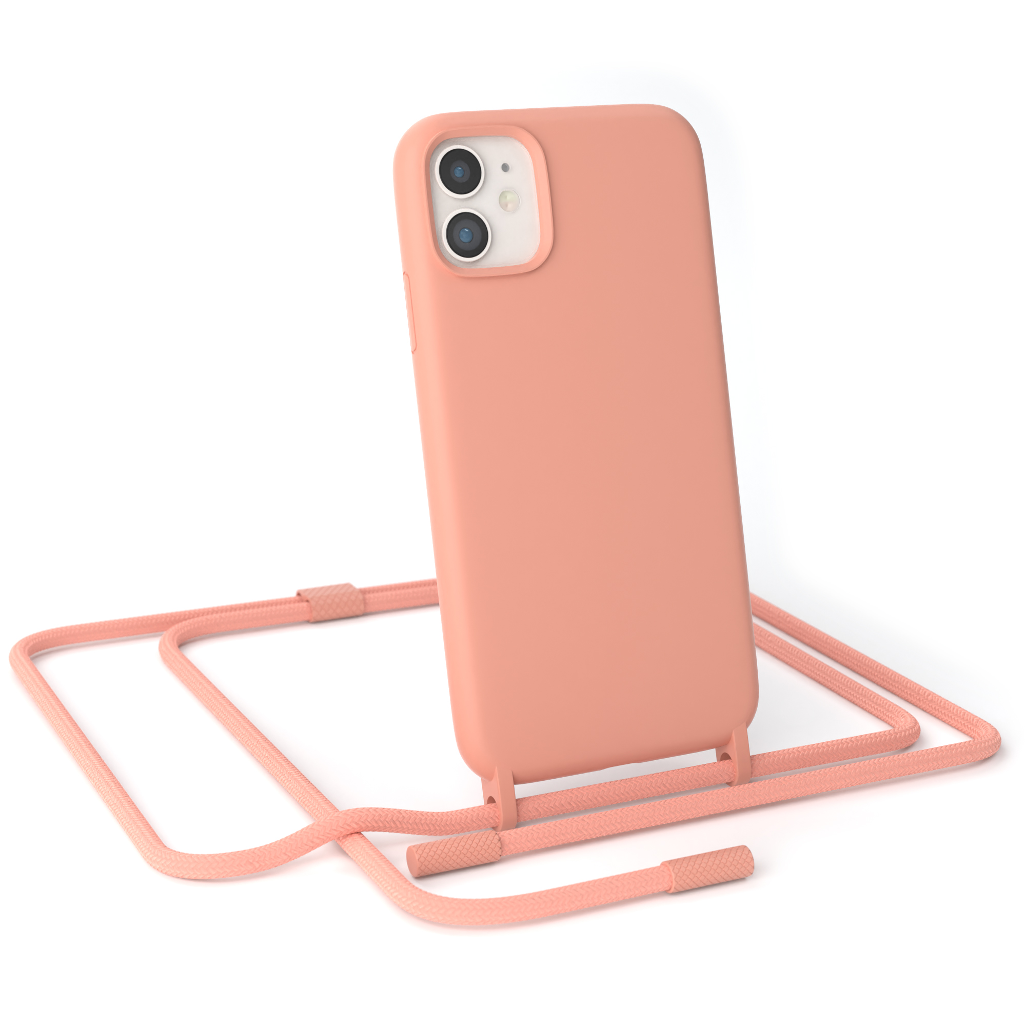 EAZY CASE 11, iPhone Umhängetasche, Color, Handykette Runde Altrosa Apple, Full Coral 