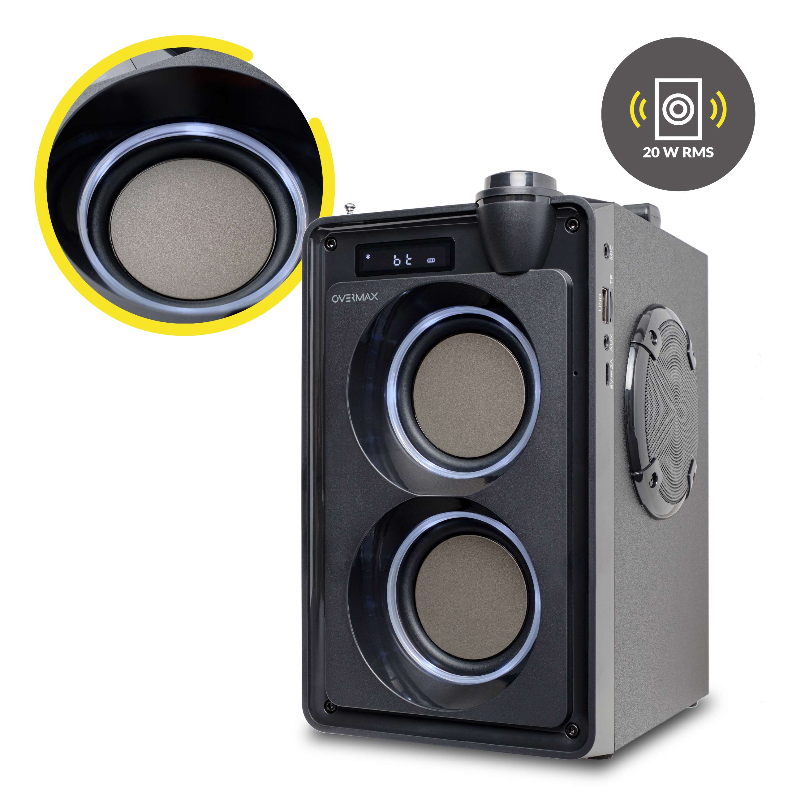 SOUNBEAT Bluetooth OVERMAX Schwarz Lautsprecher, 5.0