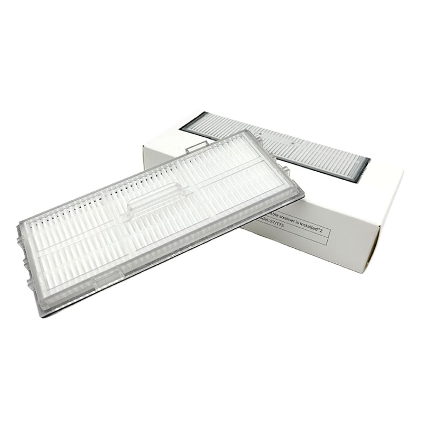 Élément filtrant blanc avec la boîte d'emballage.