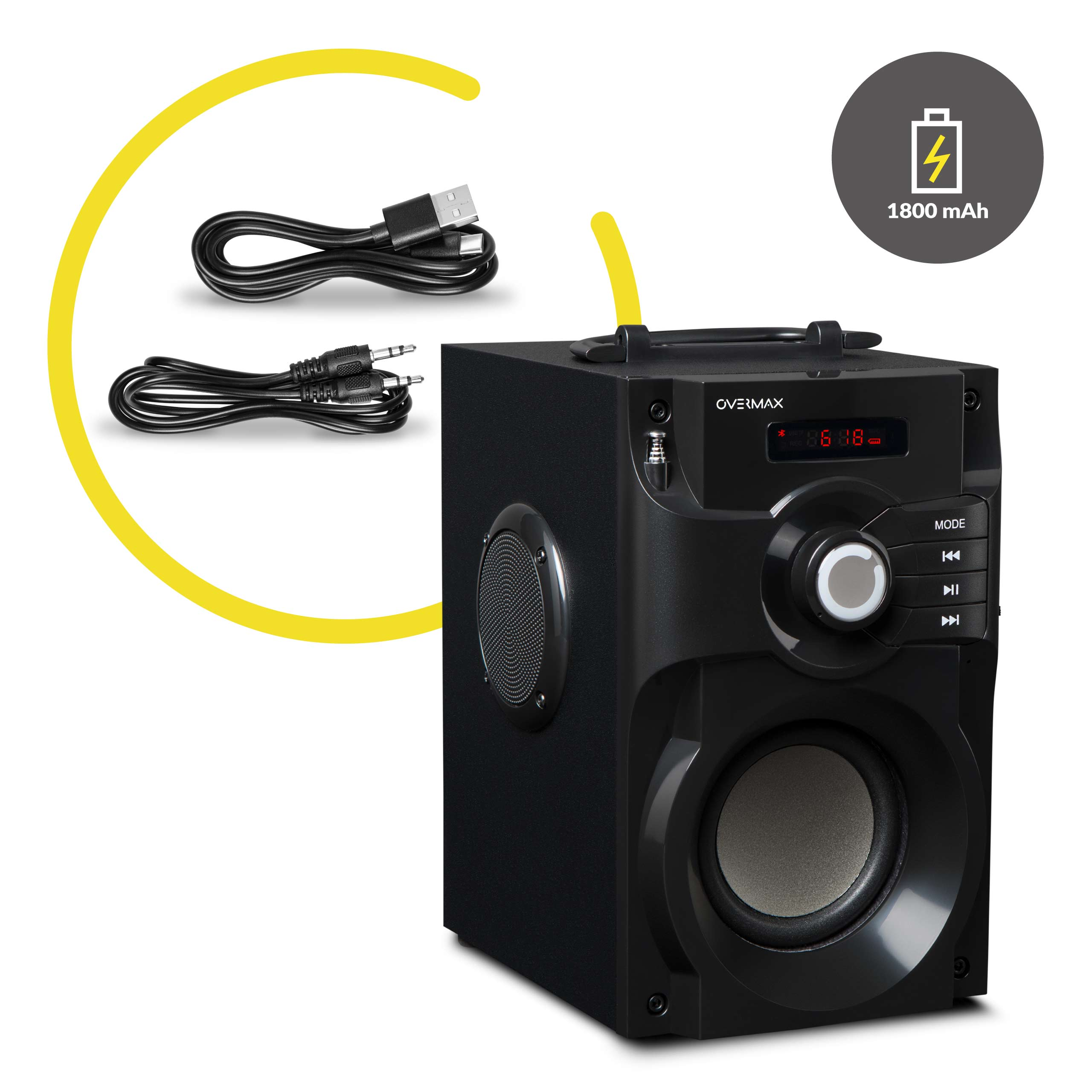 Lautsprecher, OVERMAX SOUNBEAT Bluetooth 2.0 Schwarz