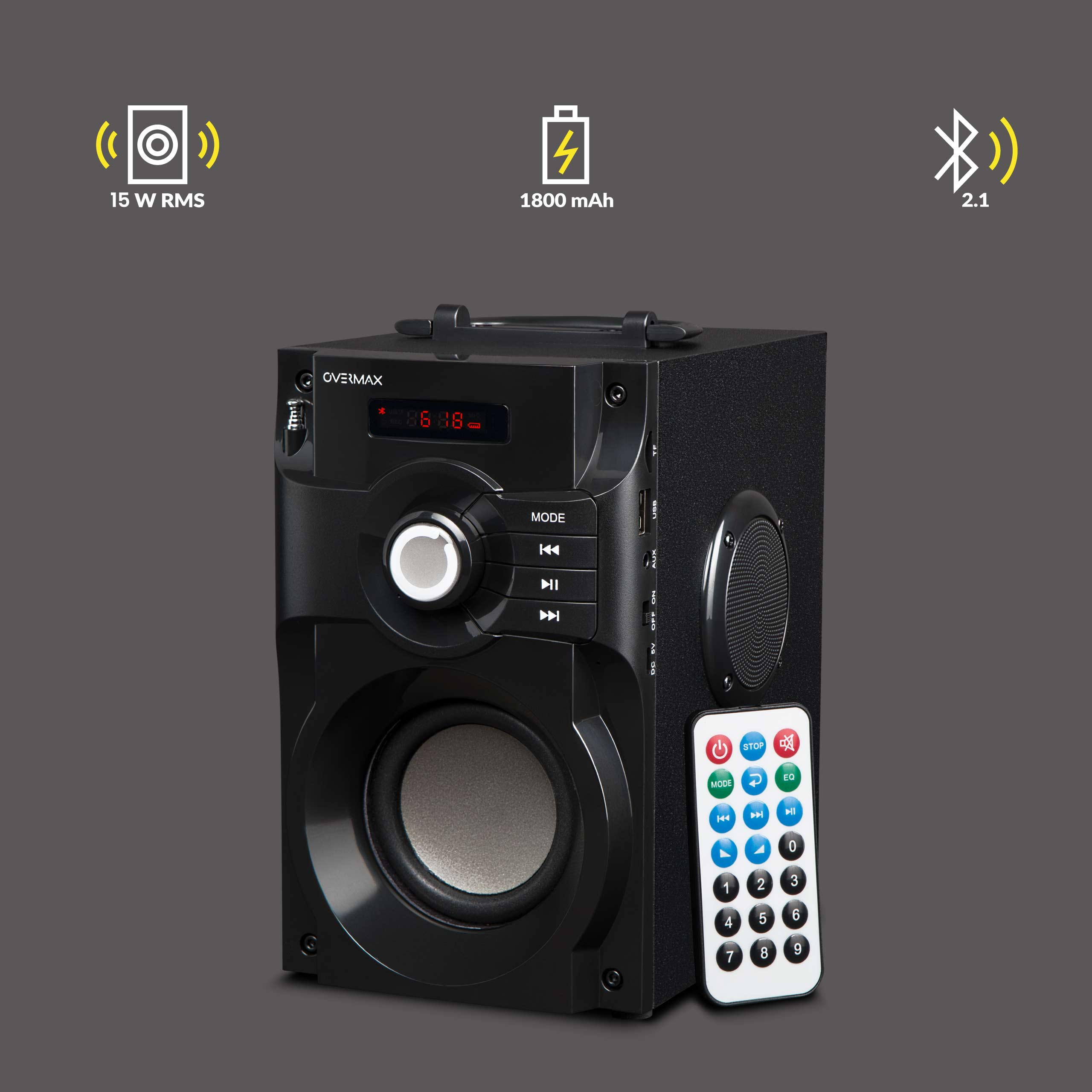 Lautsprecher, OVERMAX SOUNBEAT Bluetooth 2.0 Schwarz