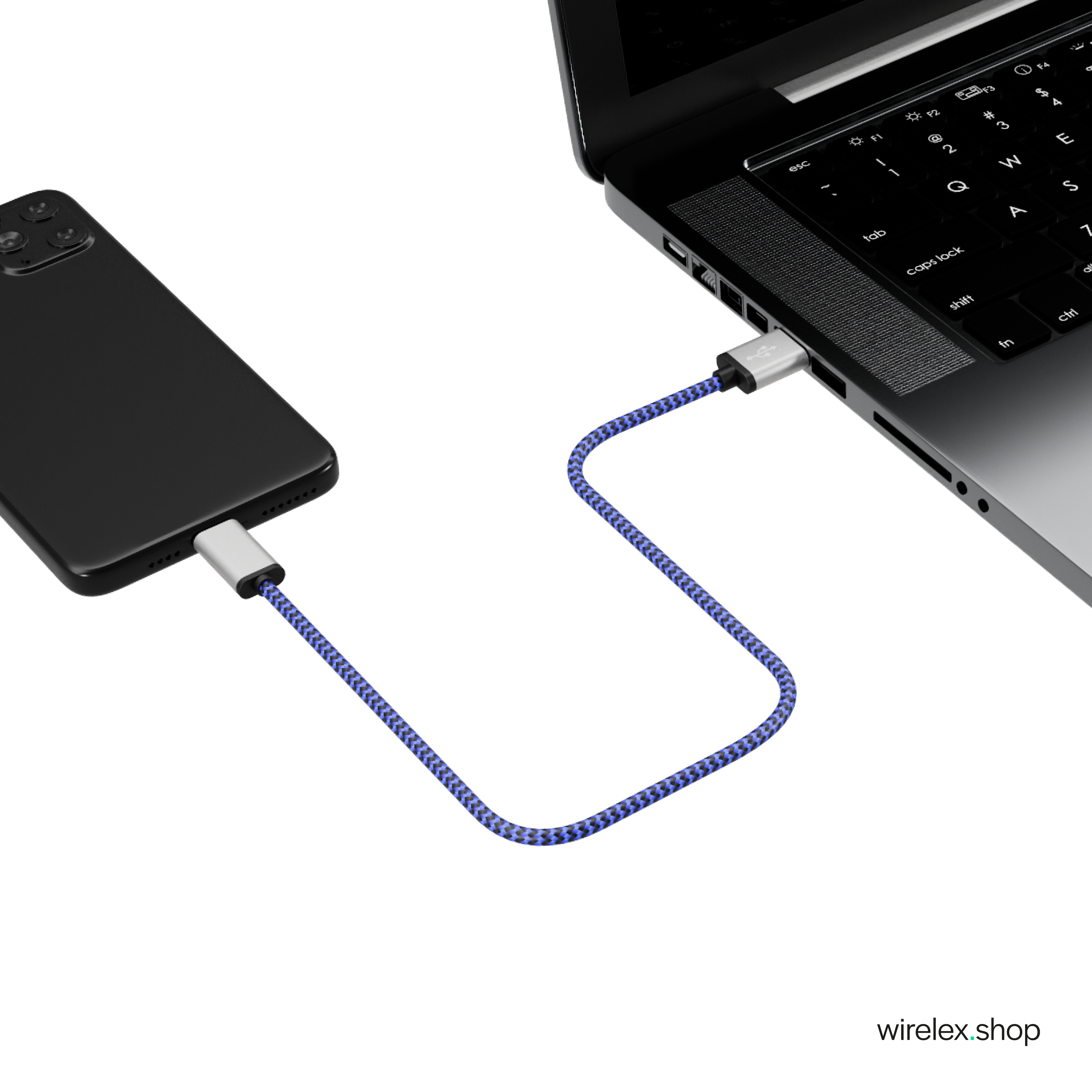 0,3m USB KABELBUDE blau USB Stecker auf USB-Ladekabel C, A Typ Kabel