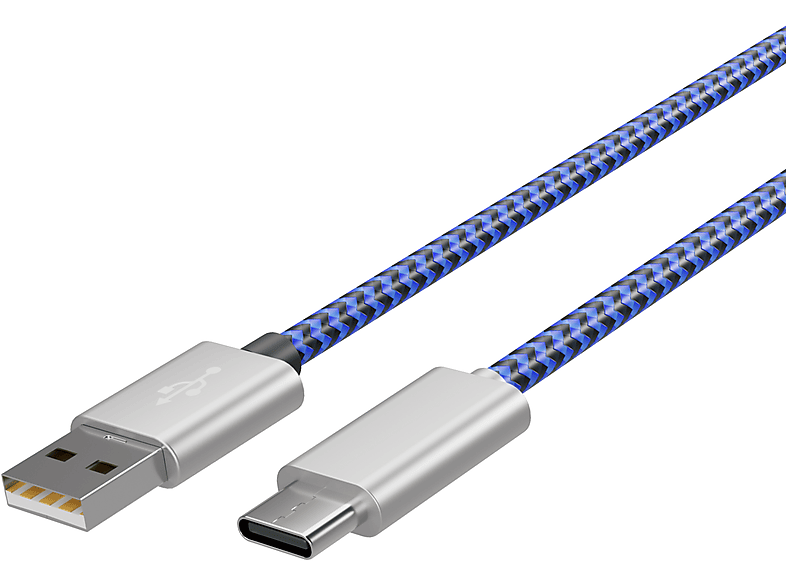KABELBUDE USB-Ladekabel A Stecker auf USB Typ C, blau 0,9m USB Kabel
