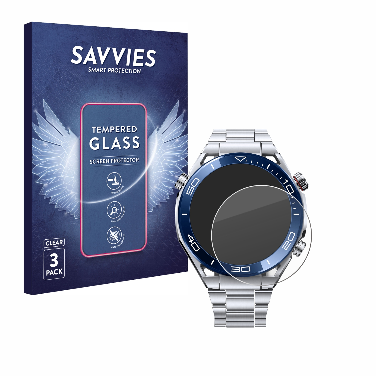Watch Ultimate mm)) 9H klares 3x Schutzglas(für (48,5 Huawei SAVVIES