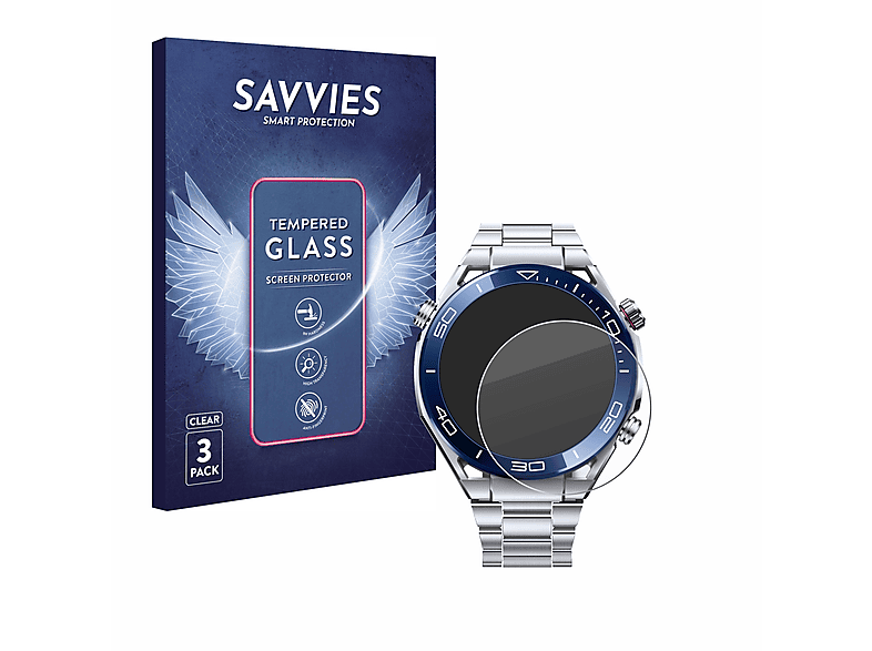 Watch SAVVIES 9H 3x klares (48,5 Ultimate mm)) Huawei Schutzglas(für