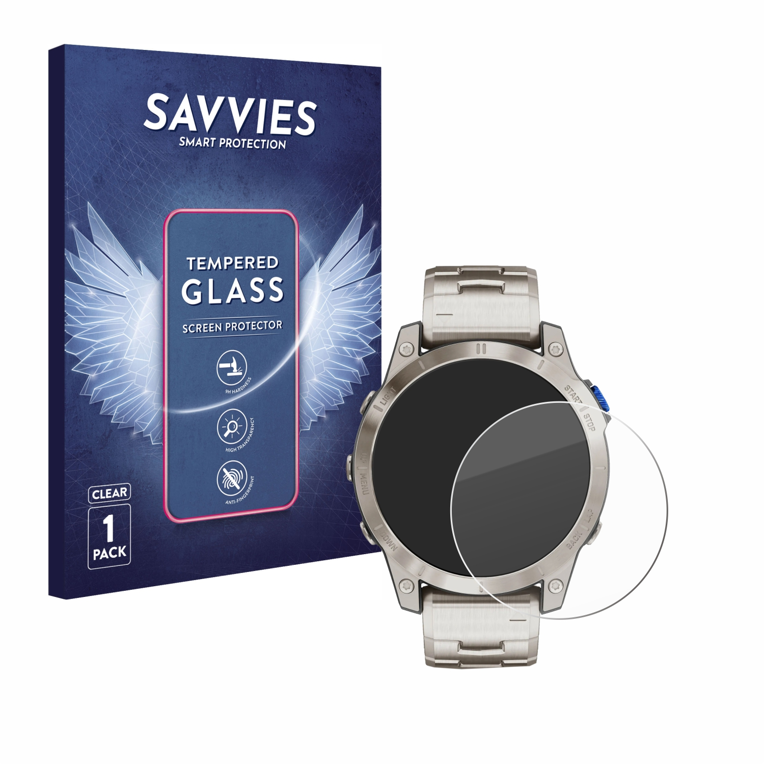 SAVVIES 9H klares Schutzglas(für Garmin 1) Mach D2