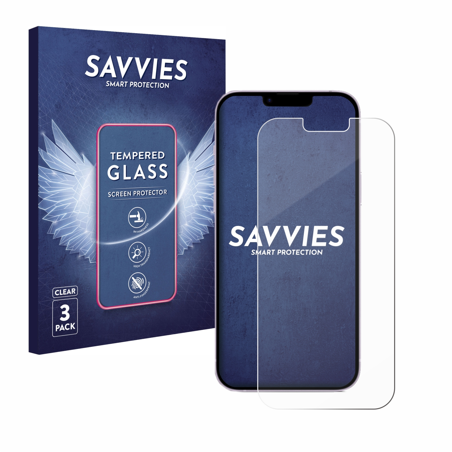 SAVVIES iPhone Schutzglas(für klares 14 3x 9H Plus) Apple
