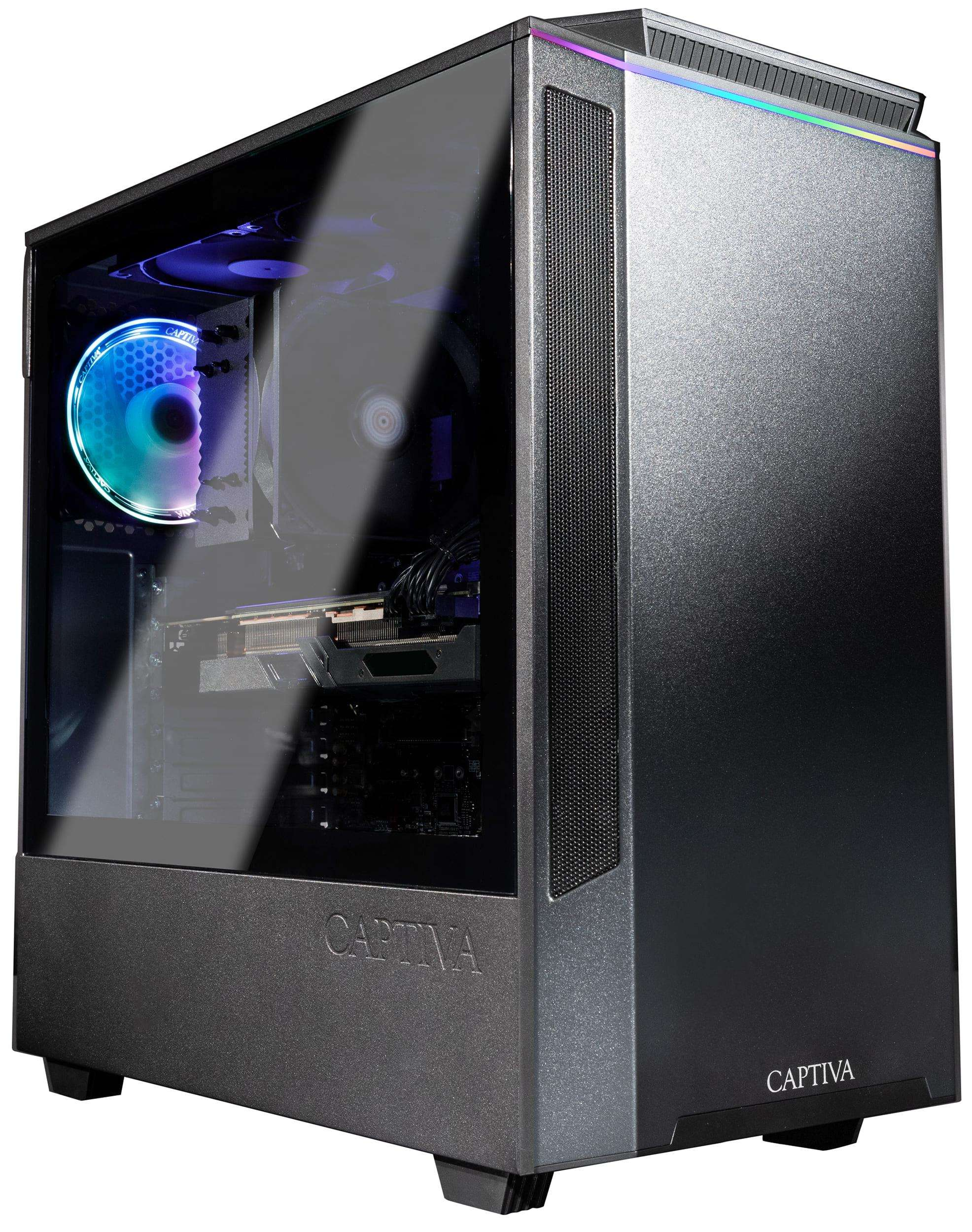 Ein schwarzes Computergehäuse mit Glasseitenwand, das interne Komponenten zeigt.