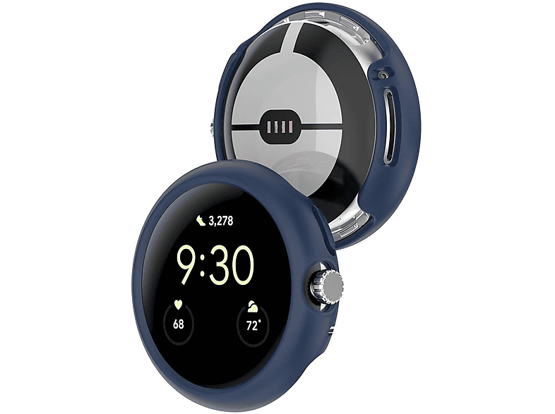 Watch Hülle Kunststoff + Google Pixel WIGENTO Smartwatchhülle(für Silikon 2) TPU 1