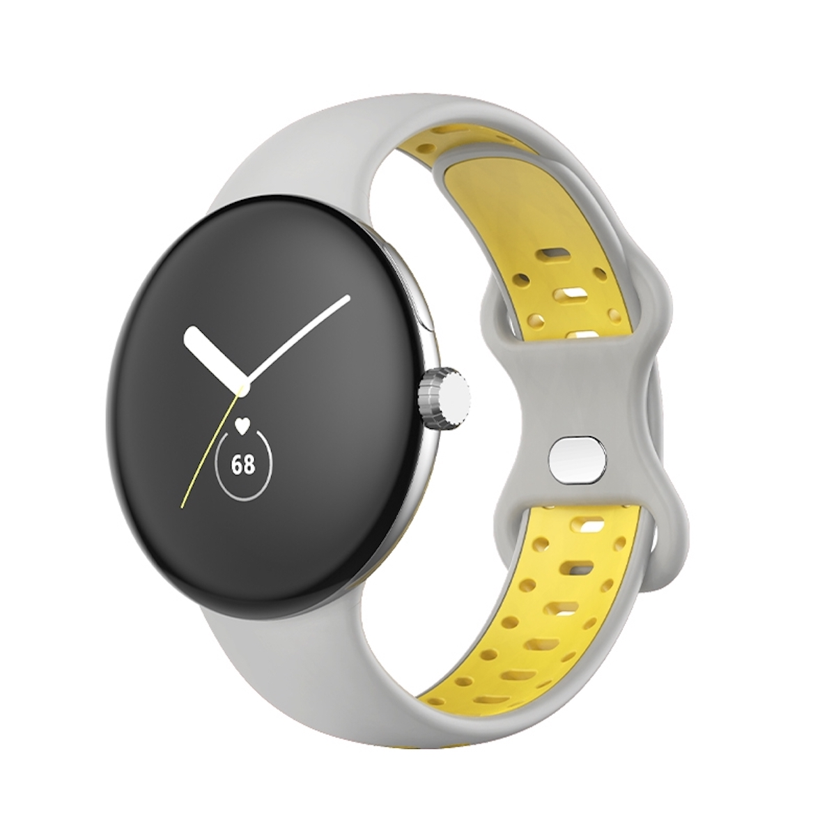 WIGENTO Kunststoff / / Pixel Grau Watch Größe M, 2, + Ersatzarmband, Gelb 1 Band Sport Google, Silikon
