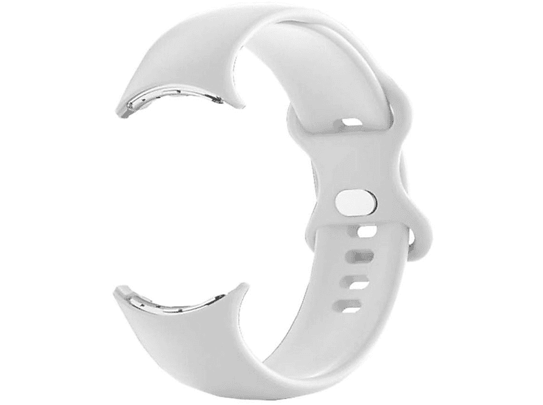 WIGENTO Kunststoff / Silikon Design Sport Band Größe S, Ersatzarmband, Google, Pixel Watch 1 + 2, Weiß