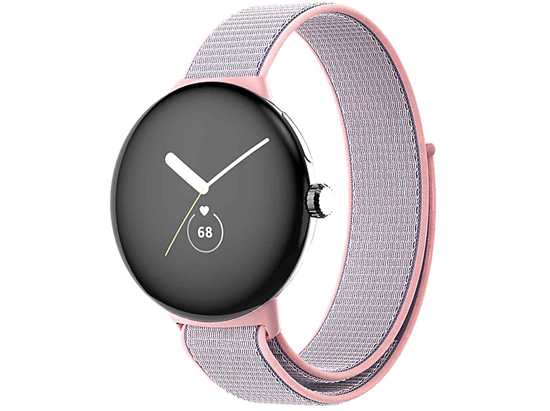 WIGENTO Kunststoff / Nylon Design Band, Ersatzarmband, Google, Pixel Watch 1 + 2, Pink