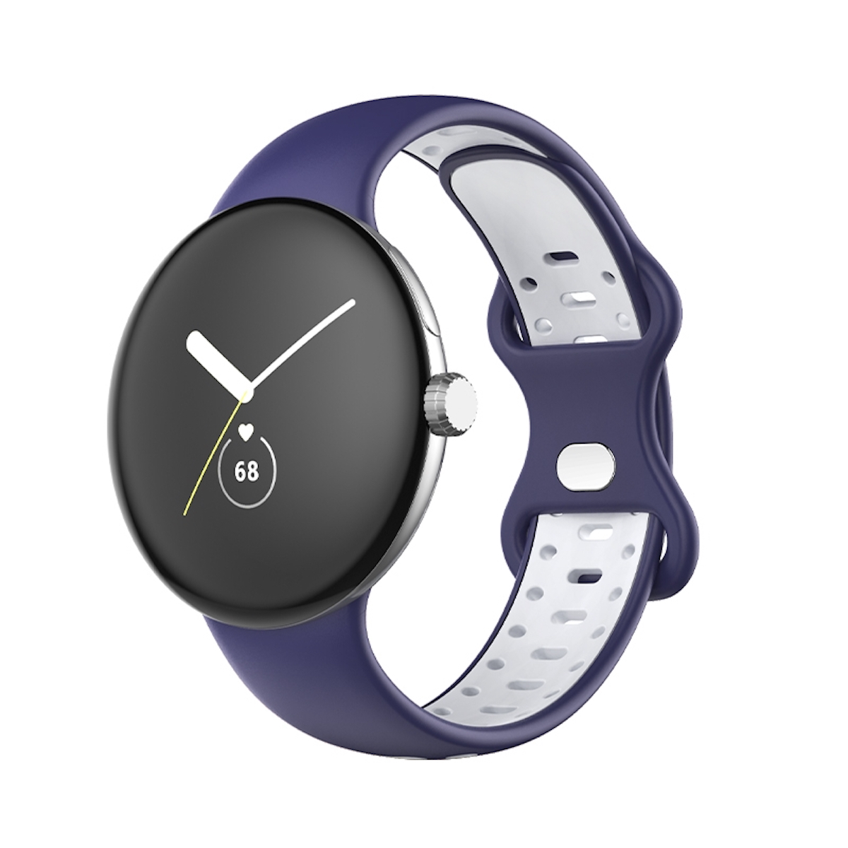 1 Ersatzarmband, Band + / Blau / Pixel Größe Kunststoff WIGENTO M, 2, Silikon Watch Google, Weiß Sport