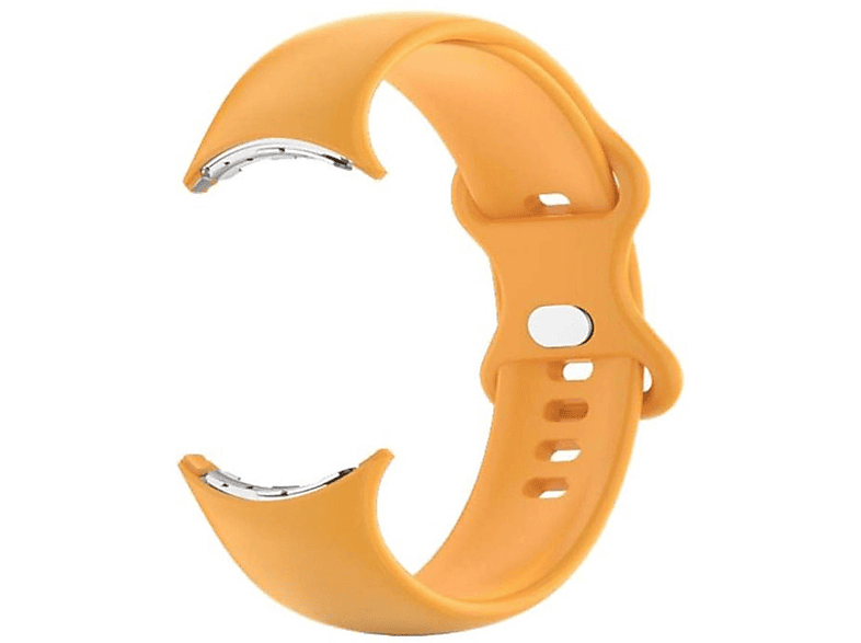 WIGENTO Kunststoff / Silikon Design Sport Band Größe L, Ersatzarmband, Google, Pixel Watch 1 + 2, Gelb